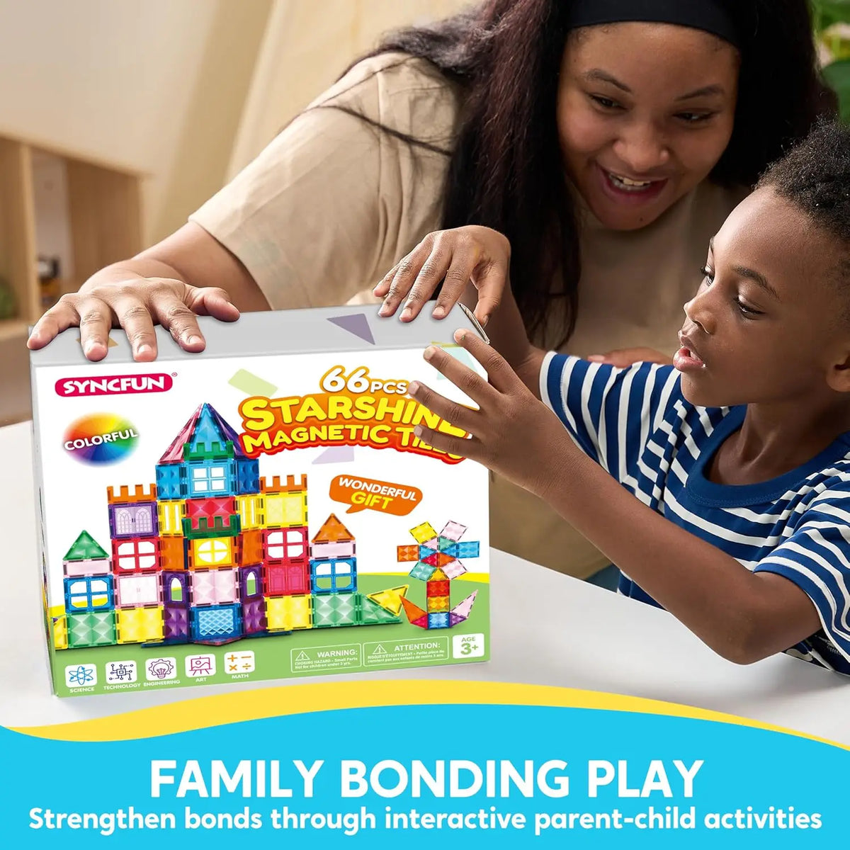 Magnetic Building Tiles, 66-Piece STEM Set