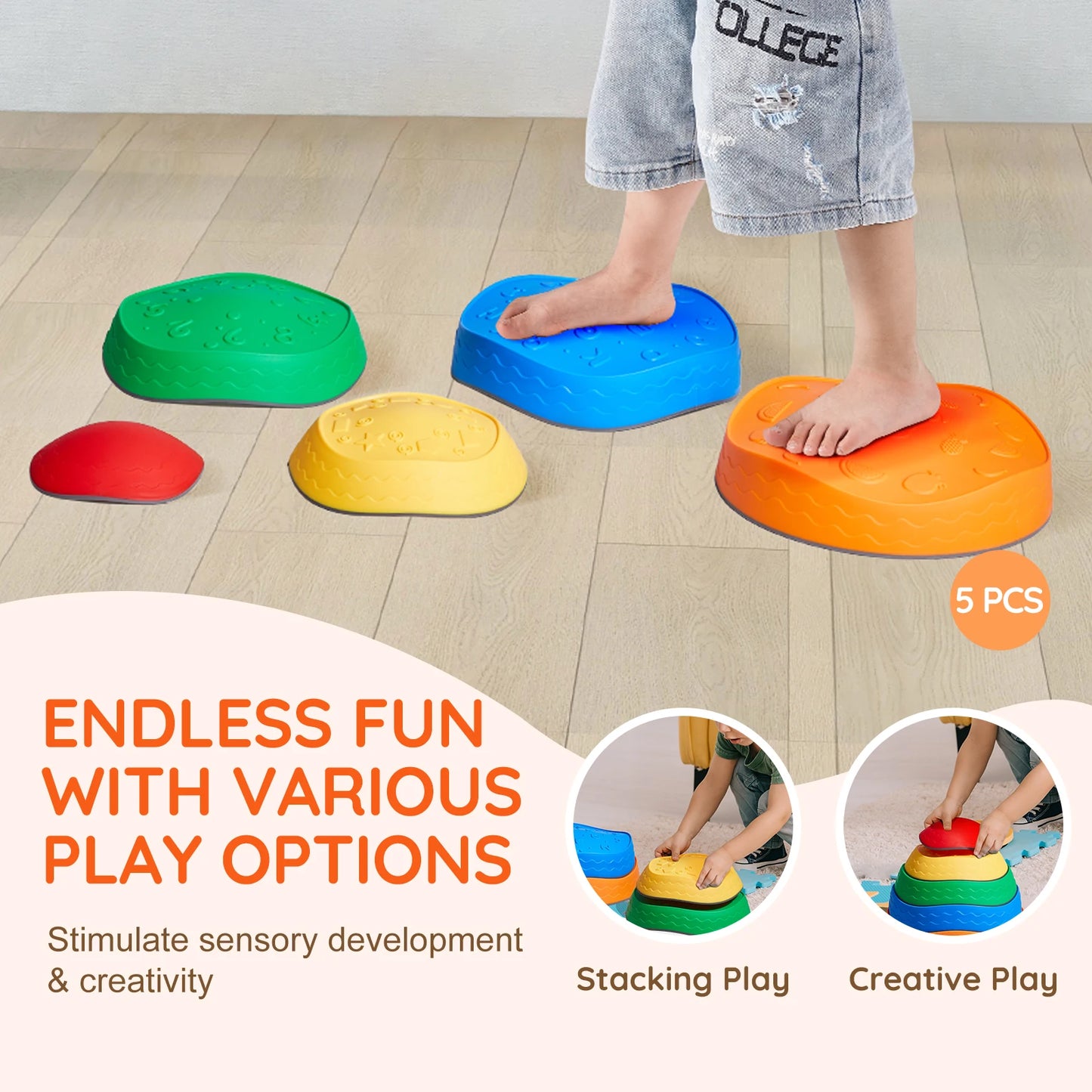 Sensory and Tactile Stepping Balance Stones