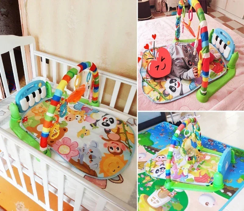 Active Playthings baby activity gym mat with colorful toys and soft, engaging animal designs for infants