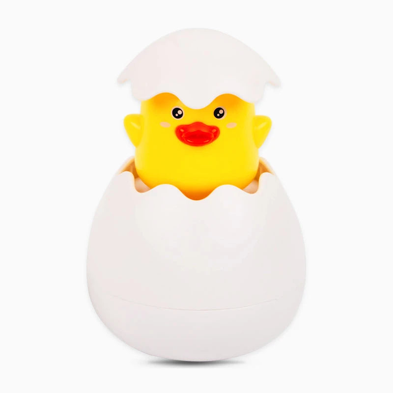Cute baby bath toys water spray featuring a yellow duckling in a white egg shell for fun playtime