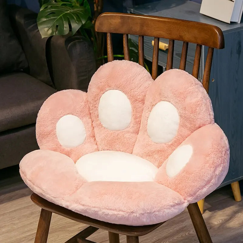 Pink cat paw cushion seat for cozy comfort on any chair, perfect for home decor