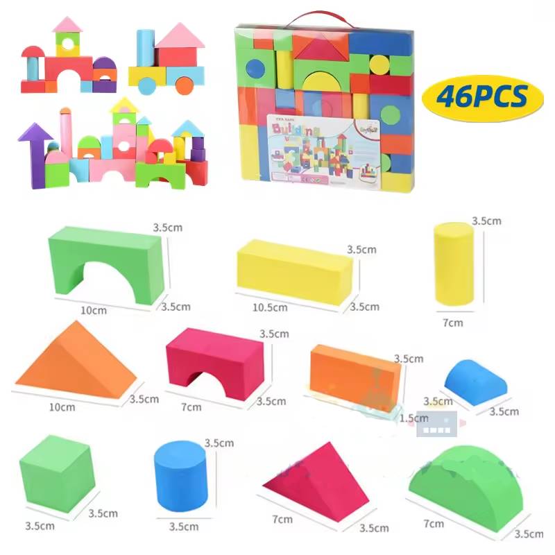 Active Playthings 46PCS Magnetic Blocks Set, Colorful educational toy cubes for creative building and learning