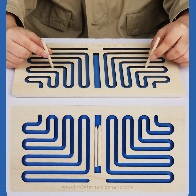 ActivePlaythings Kids concentration wooden maze with two sticks for developing fine motor skills