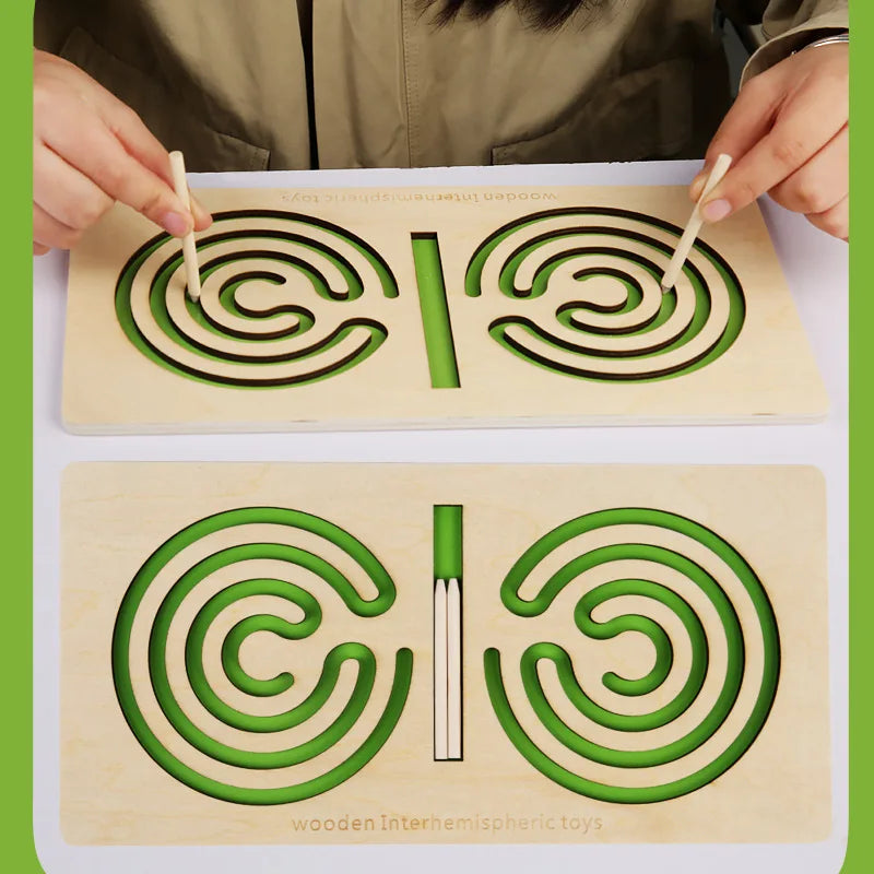 Kids concentration wooden maze designed to improve focus and fine motor skills for children