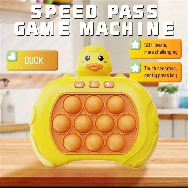 ActivePlaythings LED pop it fidget toy shaped like a duck for fun speed pass game challenges