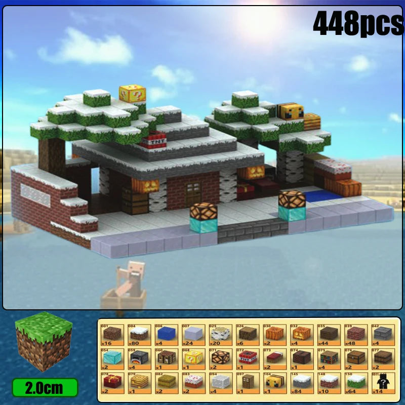 MagnaCraftBlock magnetic building set featuring a detailed house with trees and various building elements
