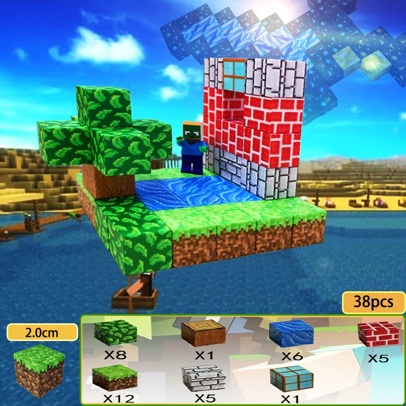Colorful Magnetic Building Blocks for Kids featuring trees and a water scene for creative play