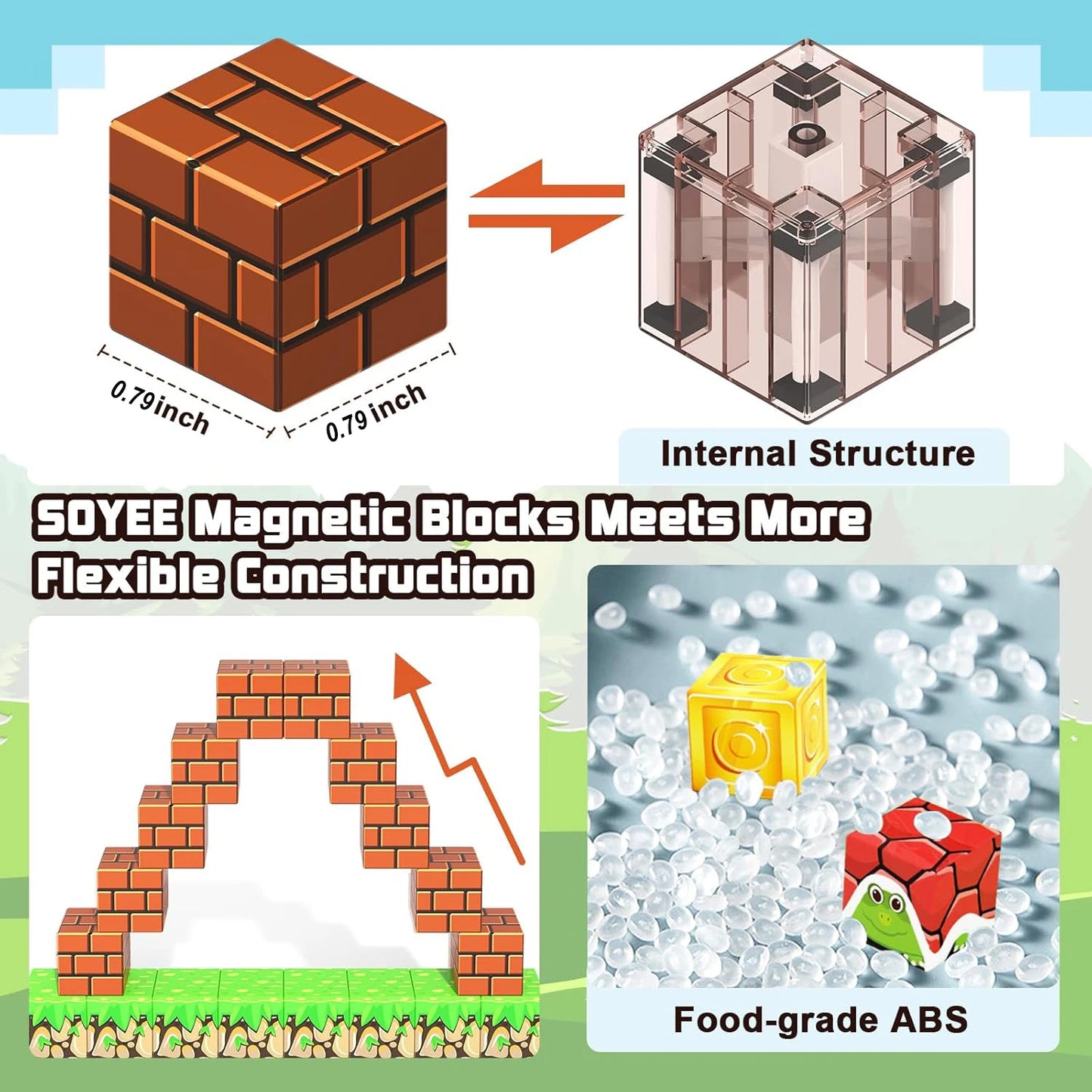 ActivePlaythings Magnetic Building Blocks for kids in various shapes showcasing flexible construction features