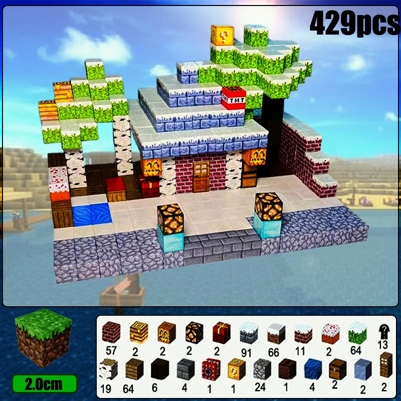 429pcs Magnetic Building Blocks Set with trees and structures for creative play and imaginative building
