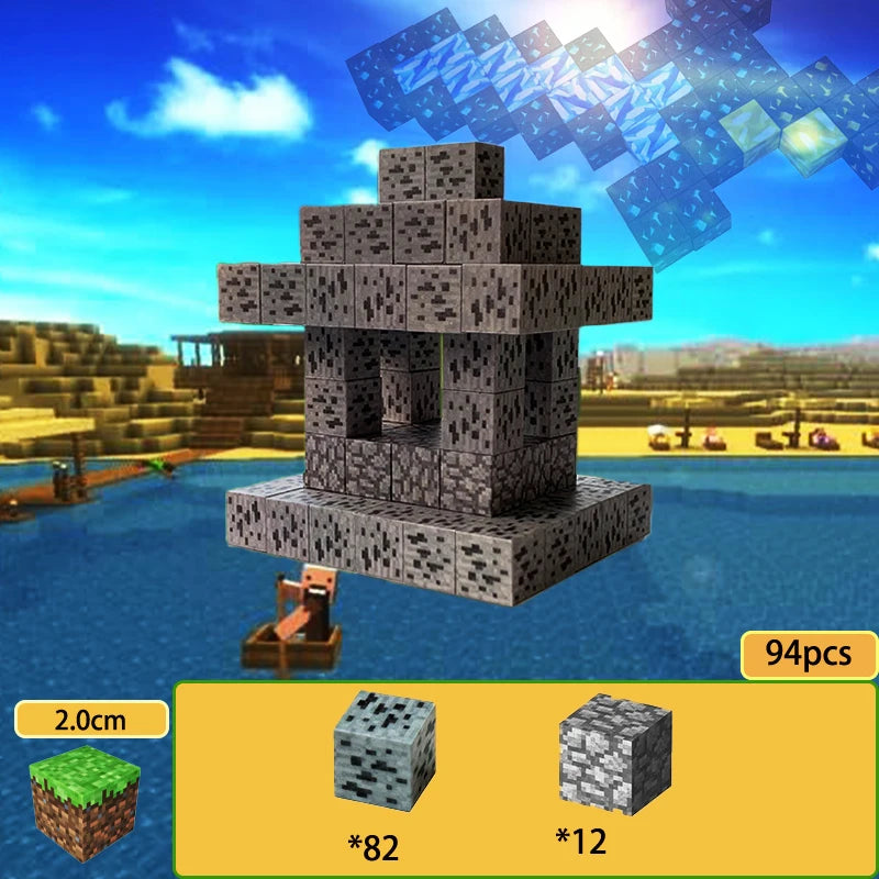 Magnetic Building Blocks Set with 94 pieces for creative construction and imaginative play