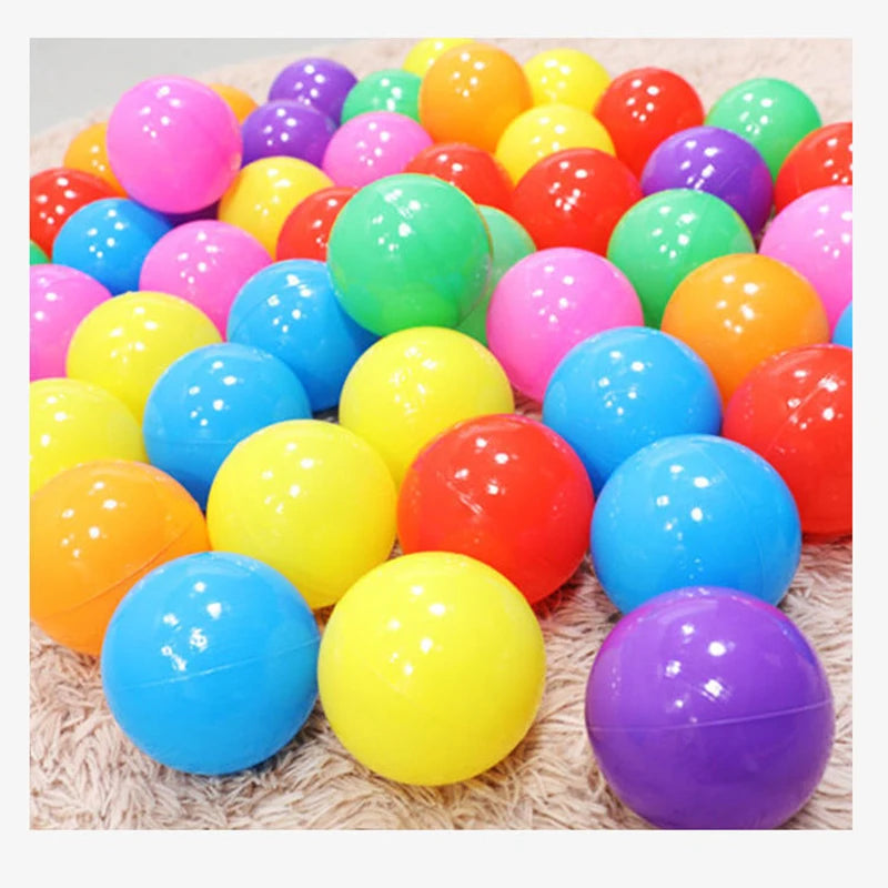 Colorful plastic play balls for kids, ideal for filling play tents and promoting active play