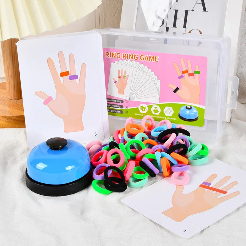 Colorful Ring Game with a bell, assorted rings, and instruction cards for fun party play