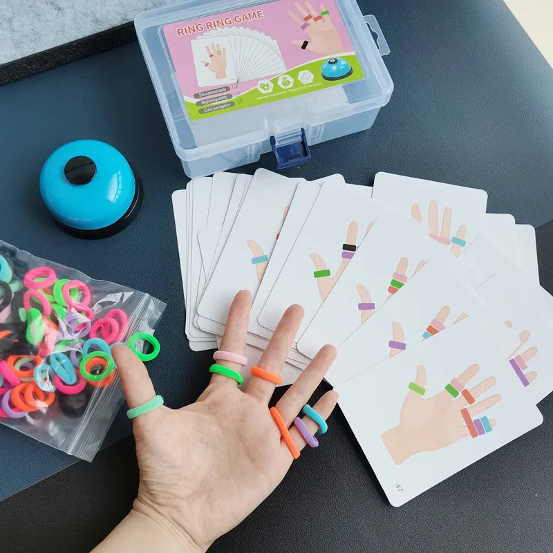 Ring Game set by ActivePlaythings with colorful rings, challenge cards, and a bell for fun gameplay