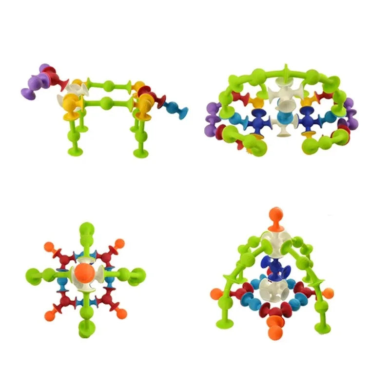 ActivePlaythings suction cup dart set featuring colorful pieces for creative building and fun play