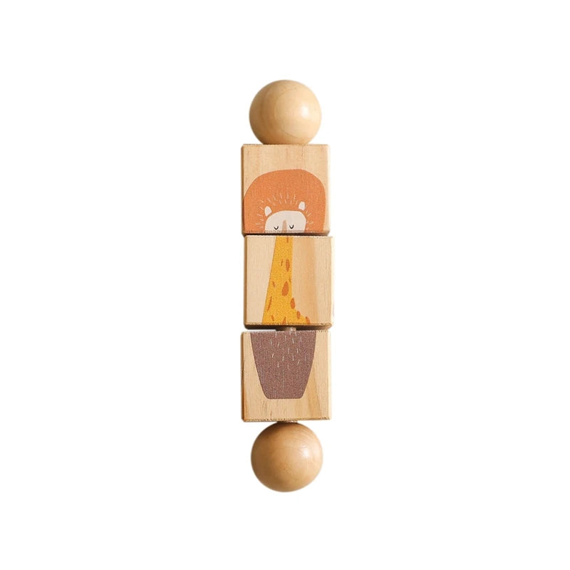 ActivePlaythings wooden therapeutic baby rattles with colorful animal designs for sensory play