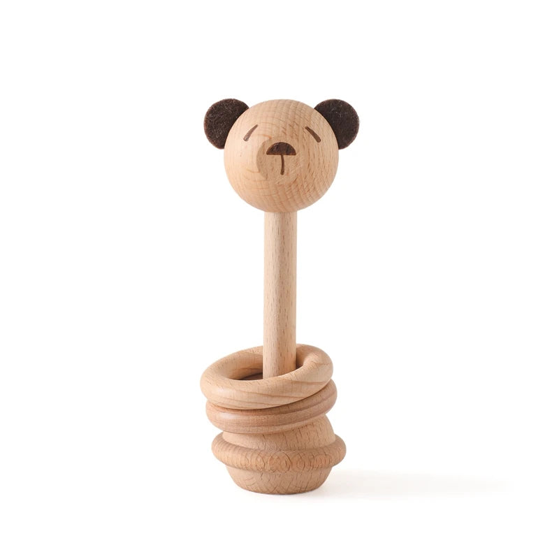 Adorable wooden bear baby rattle, perfect as therapeutic baby rattles for soothing young children