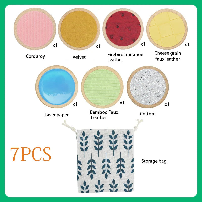 7PCS therapeutic touch activity toy set with various textures including corduroy and velvet for sensory play