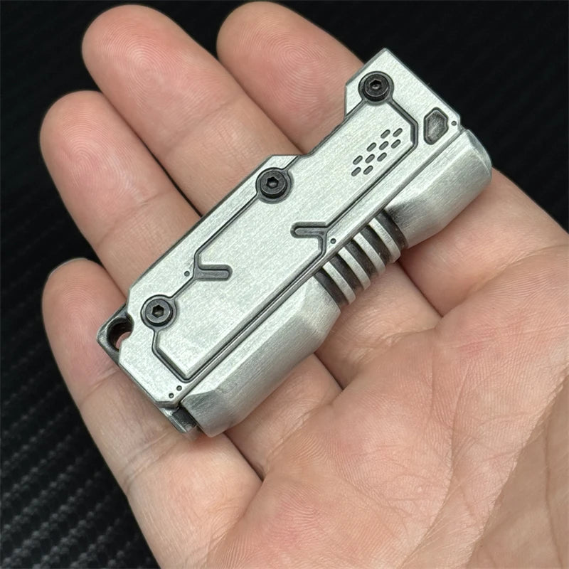 Zinc alloy fidget slider in hand, featuring a sleek design and smooth sliding mechanism