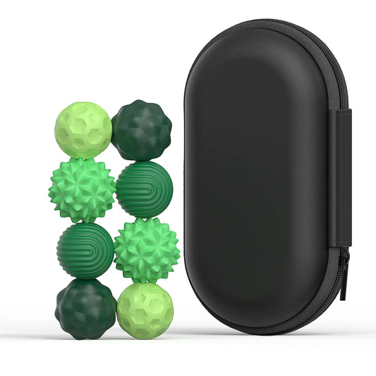 Quiet textured magnetic fidget balls with zippered case