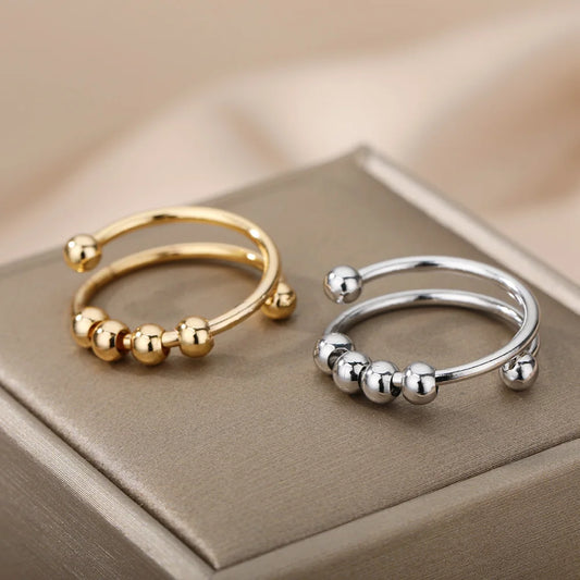 Spinning Bead Stainless Steel Ring for Stress Relief