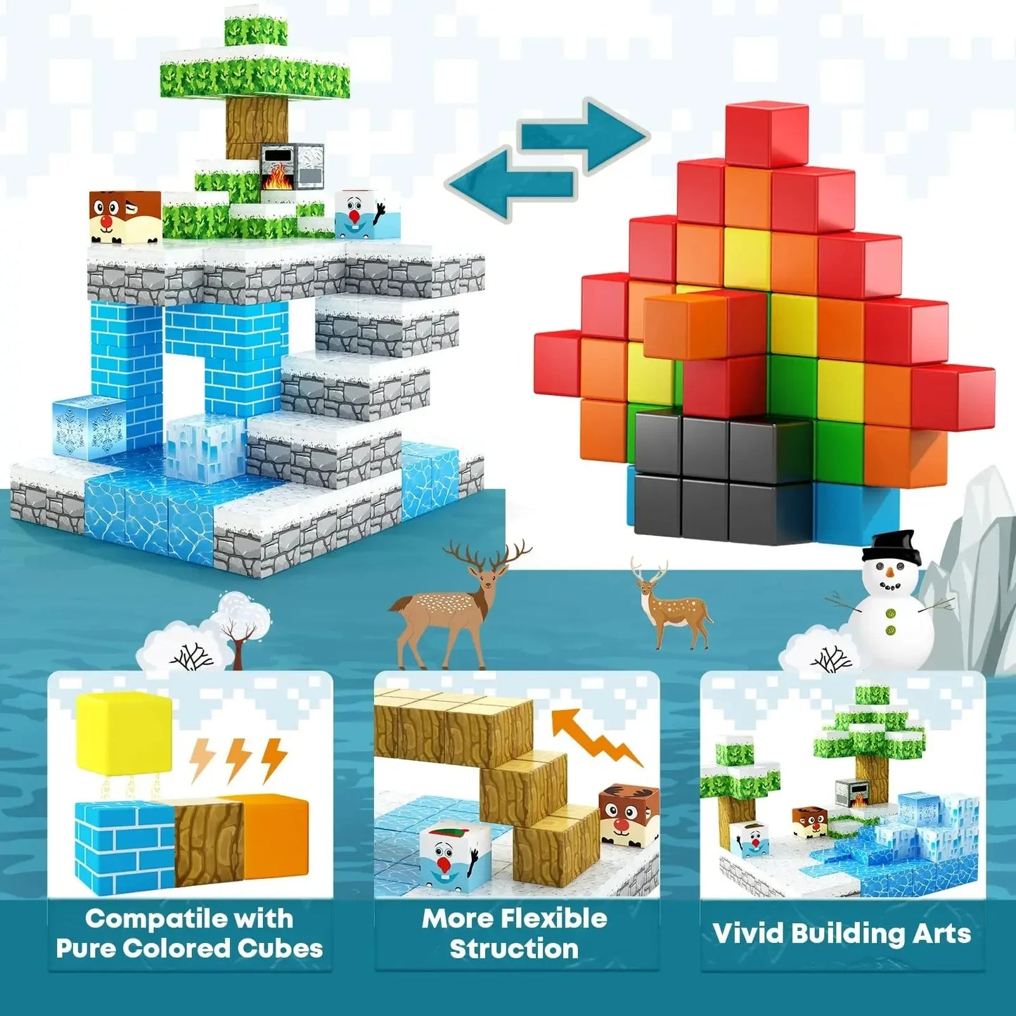 Ice World Magnetic Building Blocks | Frozen Theme Building Set