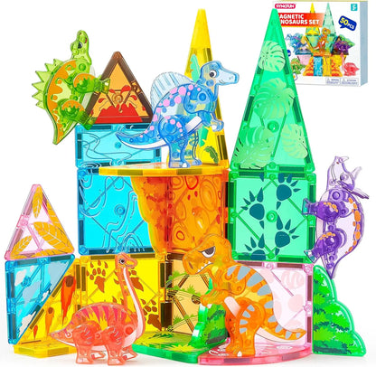 Magnetic Building Tiles with Vehicle Accessories (50, 66 & 110 Piece Sets)