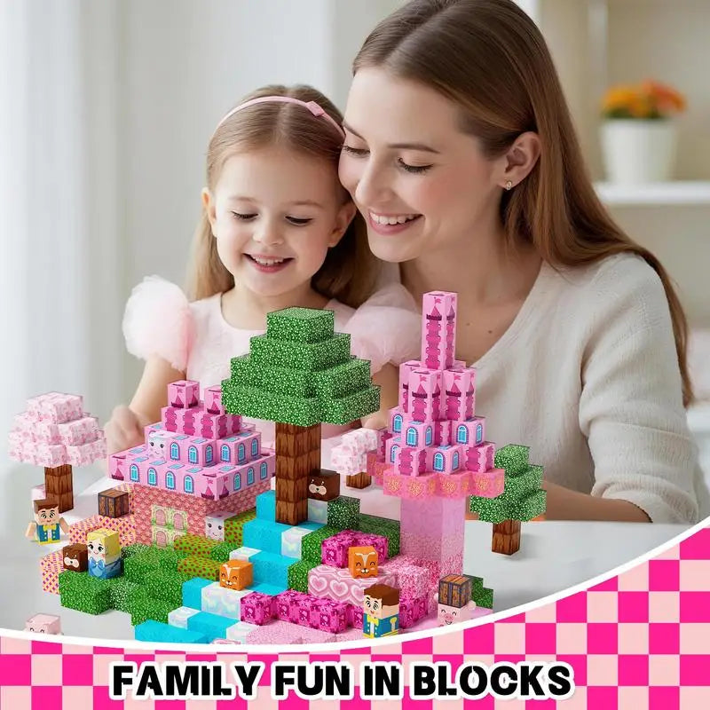 Pink Princess Castle Magnetic Building Block Set
