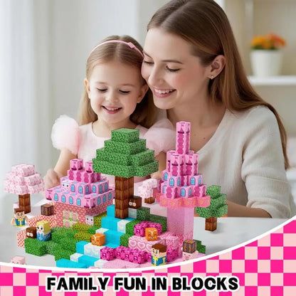 Pink Princess Castle Magnetic Building Block Set