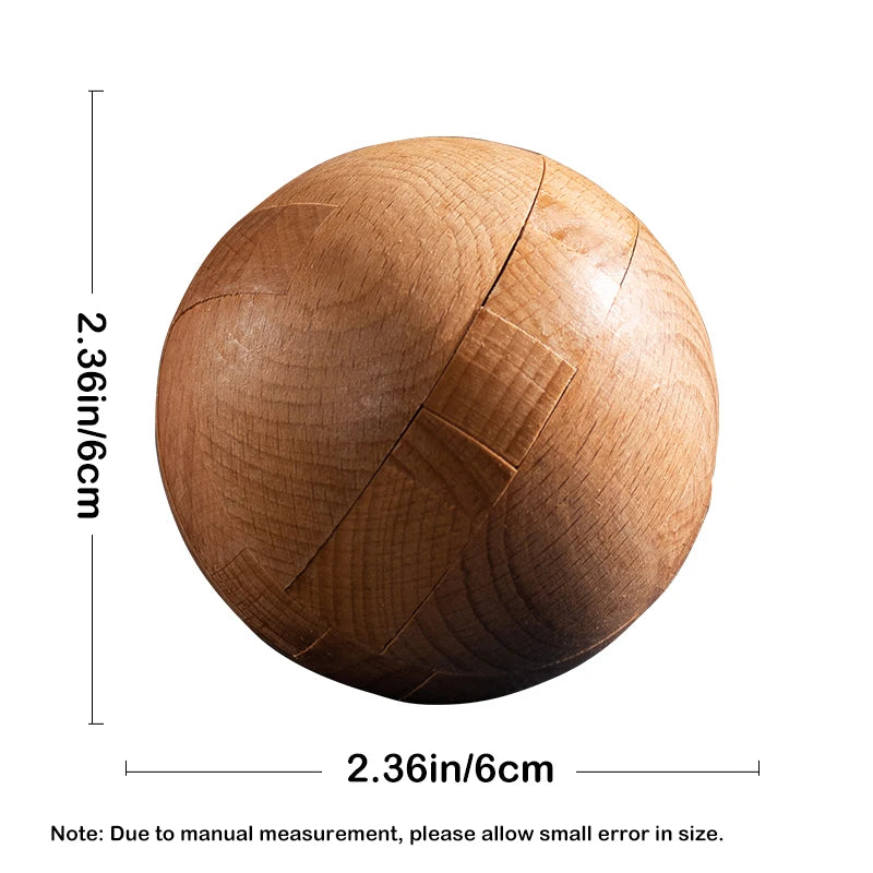 Wooden Round Ball Shaped 3D Puzzle and Brain Teaser for Adults and Kids