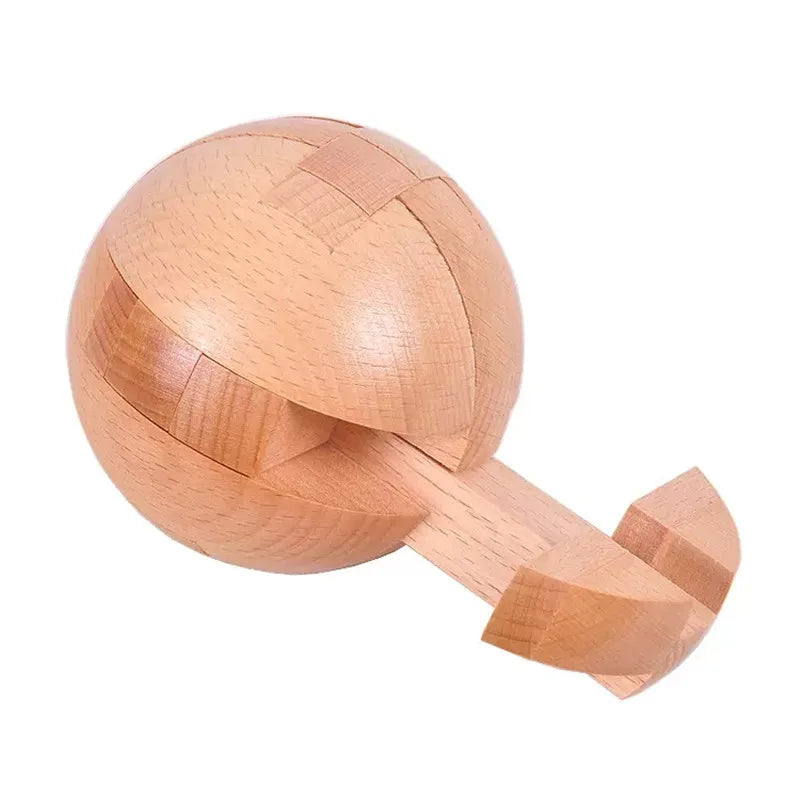 Wooden Round Ball Shaped 3D Puzzle and Brain Teaser for Adults and Kids