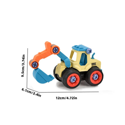 DIY Toddler Set of 4 Engineering Vehicles: Excavators, Bulldozers, Ground Drills, Road Rollers