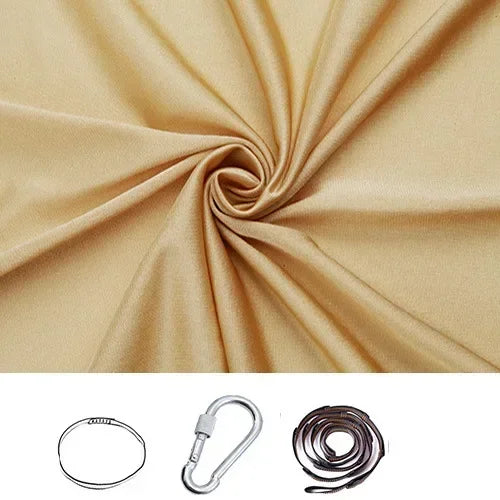 Gold stretchy compression sensory swing fabric with sling loop, carabiner and extension strap