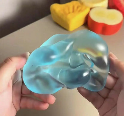 Blue mochi squishy stress ball size comparison