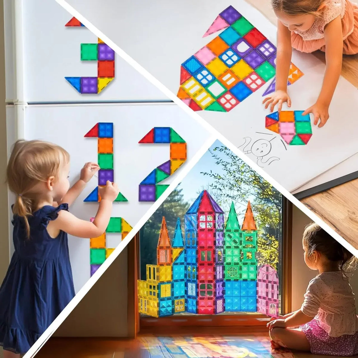 66-piece magnetic building tile set, packaging view