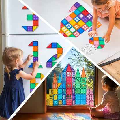 66-piece magnetic building tile set, packaging view