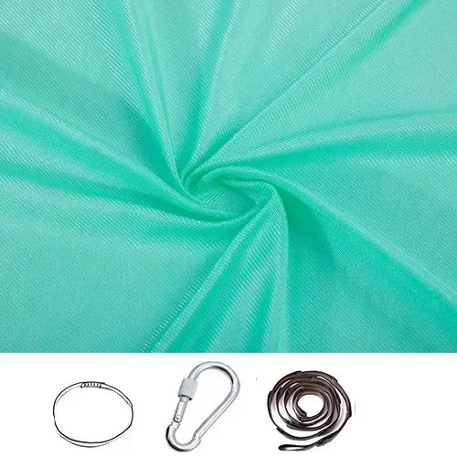 Mint Green stretchy compression sensory swing fabric with sling loop, carabiner and extension strap