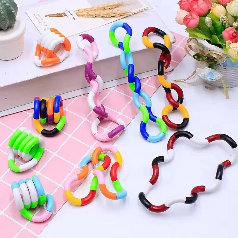 Twisty tangle fidget toy twisted into a loop shape