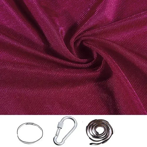 Wine Red stretchy compression sensory swing fabric with sling loop, carabiner and extension strap
