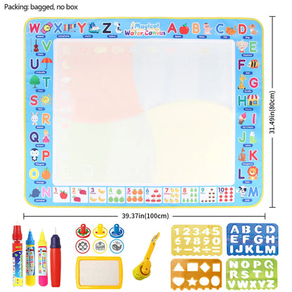 Magic Water Drawing Mat with Reusable Magic Pens (39 X 31 Inches)