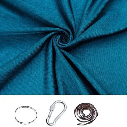 Teal stretchy compression sensory swing fabric with sling loop, carabiner and extension strap