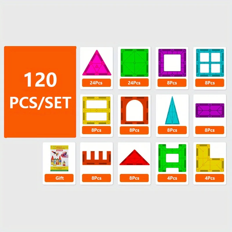 Magnetic Tile Building Blocks & Magnet Sheet Construction Set