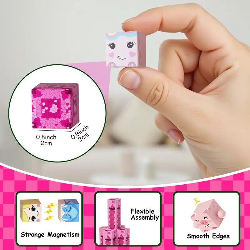 Pink Princess Castle Magnetic Building Block Set