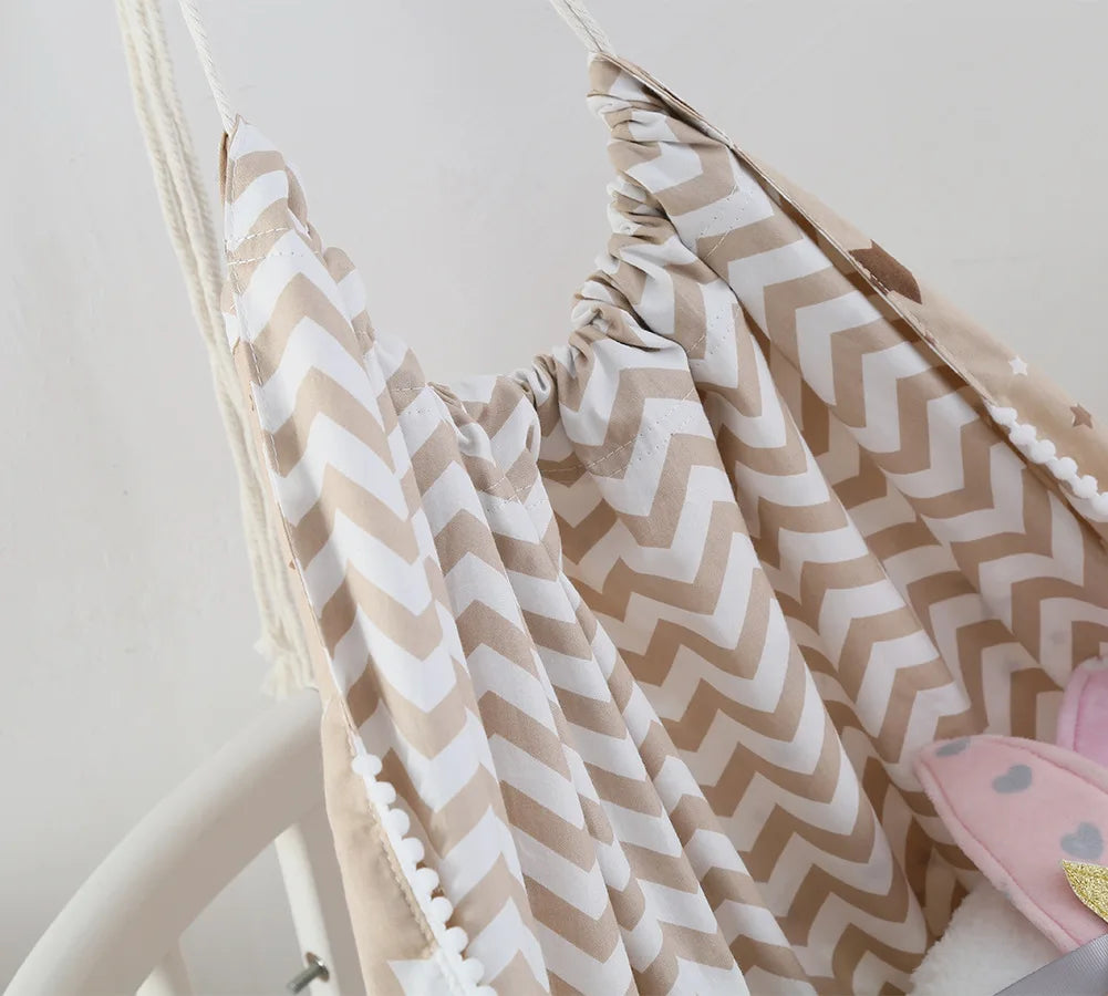 Beige sensory swing hammock for kids
