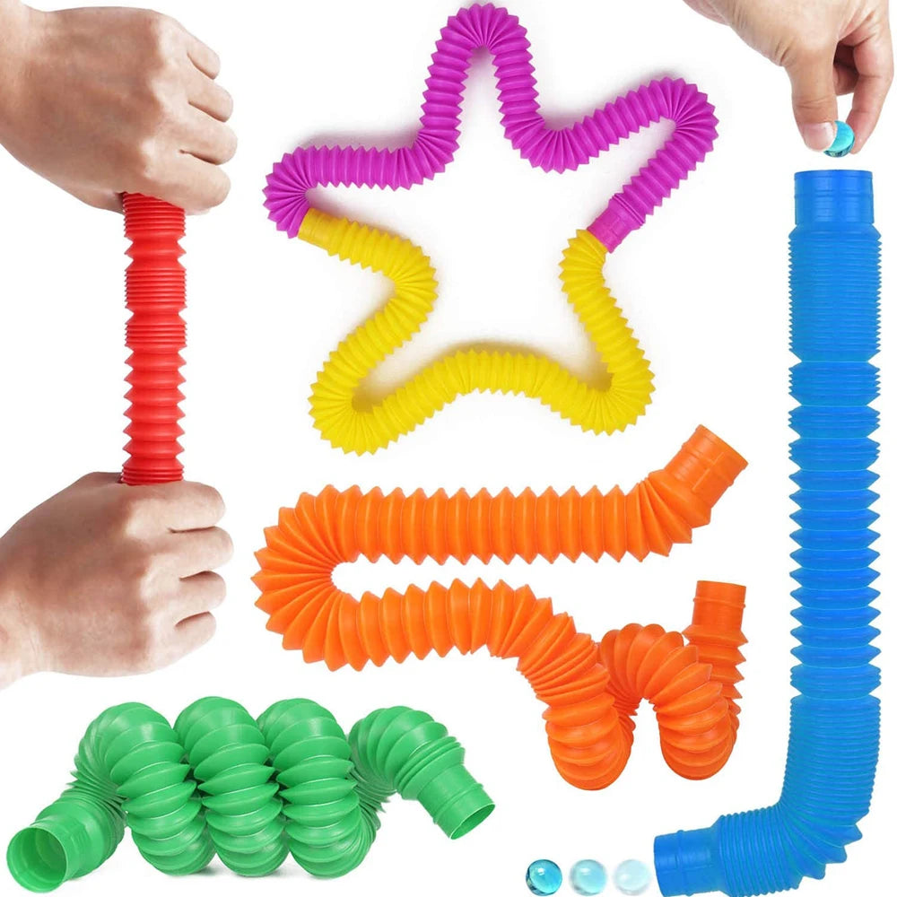 Pop Tubes Fidget Toys Sensory Toy for Stress Relief (8 Pack)