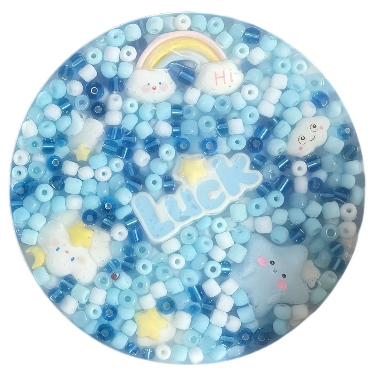 Blue cloud and rainbow bead skin picking pad