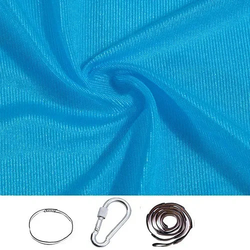 Sky Blue stretchy compression sensory swing fabric with sling loop, carabiner and extension strap