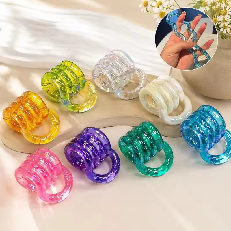 Tangle rope fidget keychain twisted into a knot