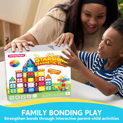 Magnetic Building Tiles, 66-Piece STEM Set