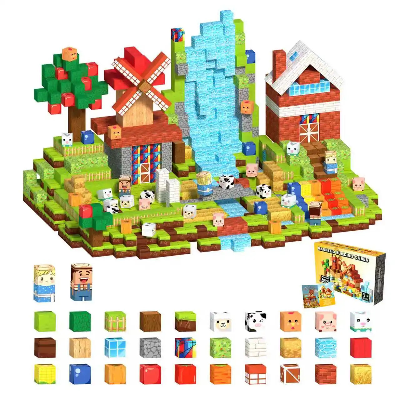Farm Theme Magnetic Building Blocks | Barn & Animal Building Set