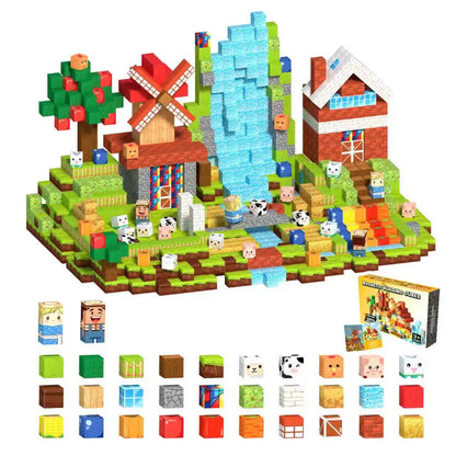 Farm Theme Magnetic Building Blocks | Barn & Animal Building Set